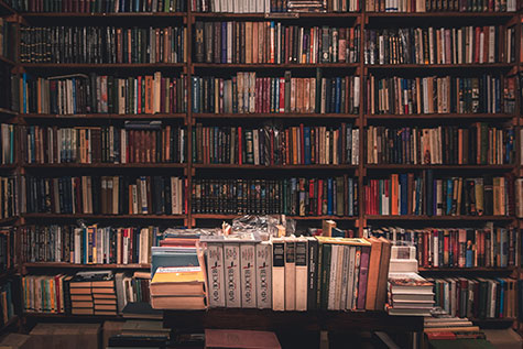 Filled bookshelves